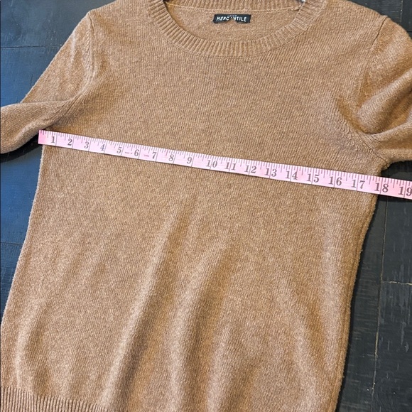 J. Crew Mercantile Tan Brown Knit Sweater Medium Layered Bell Sleeves Wool Blend - Picture 6 of 8